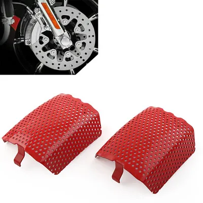 $27.34 • Buy 2Pcs For Harley V-Rod & Touring 2006-2019 Steel Front Caliper Screen Inserts Red