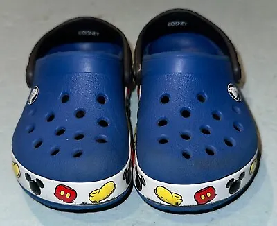Crocs Mickey Mouse Toddler Blue Multi Color Crocband Size 5 • $18.99