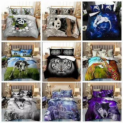 Animals Soft Duvet Quilt Cover Pillowcases Bedding Set Single Double King Size • £22.50