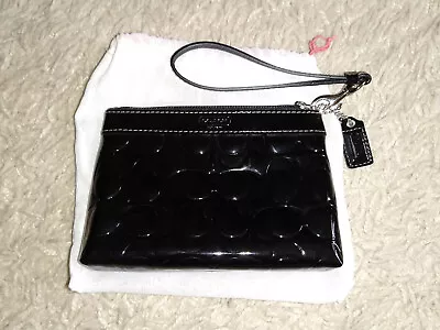 Coach Black Monogram Patent Leather Wristlet Purse • £38