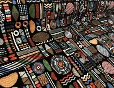 Hieroglyphics Mardi Gras Geometric Embroidery Home Decor Fabric • $128