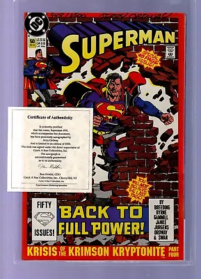 1987 DC ... Superman #50 ... Signed By Jerry Ordway COA #948/2500 • £11.89
