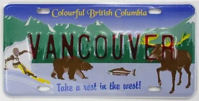 Vintage Vancouver British Columbia Canada Booster License Plate Bear Moose Skier • $99.95