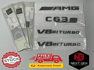 Mercedes AMG C63S V8 BITURBO Gloss Black Trunk Emblem Badge Kit C205 W205 S205 B • $66.99