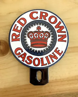 Vintage Red Crown Gasoline Oil Pump Station Porcelain Enamel Gas Topper Sign • $0.99