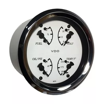 VDO Cockpit Marine 85mm (3-3/8 ) 4 In 1 Gauge - White Dial/Bezel - 110-15800 • $85.57