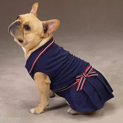 ZACK ZOEY Dog Navy Blue Red Stripe Nautical Polo Dress XS X Small Chihuahua • $7.99
