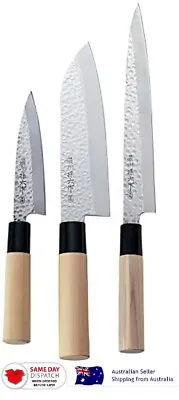 $83.99 • Buy Japanese Nousyu Magoroku Hammered Kitchen Chef's Knife 3PC Sashimi Santoku Petty