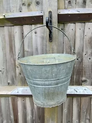 Vintage Old Weathered  Galvanised Metal Bucket Garden Planter • £14