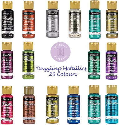 £3.45 • Buy DecoArt Dazzling Metallics Acrylic Paint 2oz - 27 Colours - Buy 5 Get 6th Free