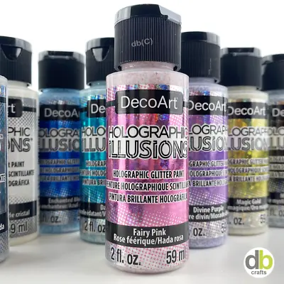£5.50 • Buy Holographic Illusions Glitter Acrylic Paint 2oz 59ml DecoArt 