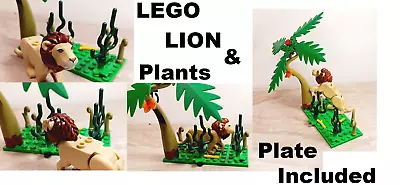 LEGO Jungle Plants LION Big Cat Plate Included Palm Tree Stalk Unique Plant Weed • $51.48