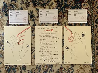 Marina Abramović - Unconditional Love  Triptych Hand SIGNED COA. Size A4 • $993.44