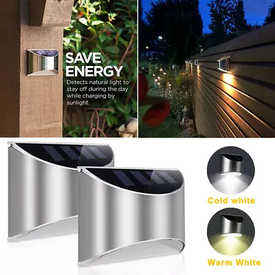 2x Outdoor 4 LED Solar Wall Lights Power PIR Motion Sensor Garden Yard Path Lamp • $52.43