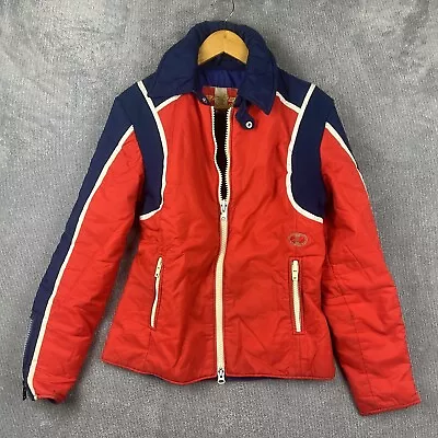 Vintage ANBA Jacket Womens Medium Ski Retro 80s Austria Red Navy Blue Full Zip • $44.95