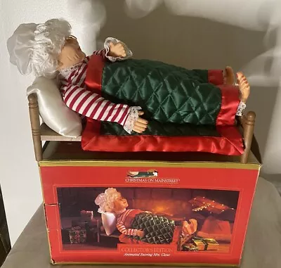 Vintage 1995 Telco Mrs. Sleeping Santa Claus Snoring Whistling Christmas Works • $44.49