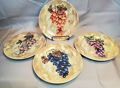 I. Godinger & Co. Wine Grapes Decorative Wall Porcelain Plates 7.5 In. Set Of 4 • $27.95