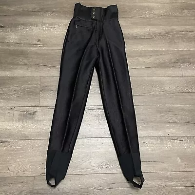 Bogner Softshell Ski Pants Stirrups Wool Black Women's Vintage USA Made Sz 4 • $49