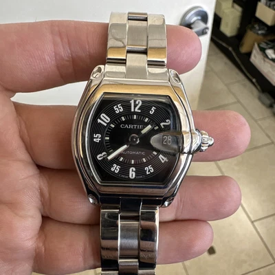 $1545 • Buy Cartier Roadster Date Stainless Steel Black Dial Automatic Men's Watch 2510