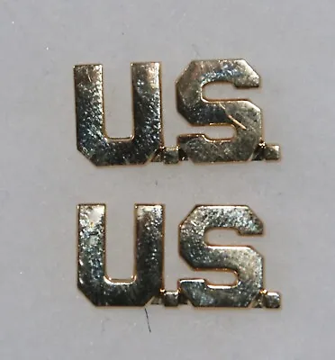 £6.99 • Buy Genuine Us Army U.s. Officer's Gilt Letters Collar Badges Insignia Cut Out