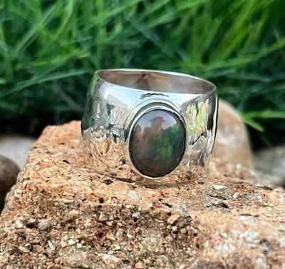 $20.16 • Buy 925 Sterling Silver Ethiopion Opal Men's Silver Ring Thumb Band Silver Jewelry