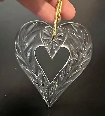 Vintage Mikasa Clear Glass Heart Ornament In Box 2.75  W 3.25  H • $15.89