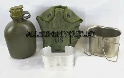MINT Military 4 Pc 1 Quart CANTEEN SET W/ 1 QT OD Cover Cup With Stove / Stand • $29.95