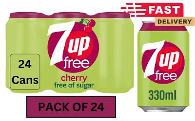 7UP Free - Cherry Flavoured Fizzy Drink Sugar Free (Pack Of 24 X 330ml Cans) • £22.45