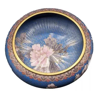 Vintage Antique Chinese Jingfa Cloisonne Bowl Enamel On Brass Flowers Ornate  • $49