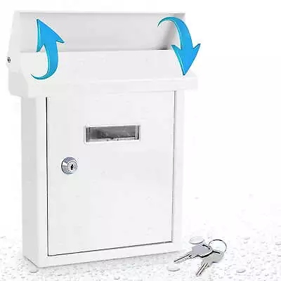 Indoor Outdoor Wall Mount Locking Mailbox With Window 2 Keys White • $19.94