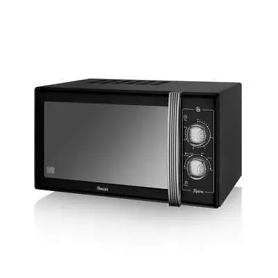 Swan Retro Manual Microwave Black LED Bulb 25L SM22070LBN Freestanding 900W • £99.99