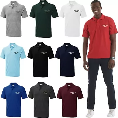 Personalised Embroidered Your Text Ux1 Polo T-shirt Uniform Work Wear Tee Top • £8.99
