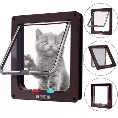 4 Way Pet Door Cat Puppy Dog Magnetic Lock Lockable Safe Flap Door Frame ABS • $17.94