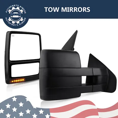 Tow Mirrors For 2007-2014 Ford F150 Turn Signal Power Heated Puddle Light Pair • $121.29