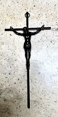 Black Metal Jesus Christ Cross Crucifix 10  Maximalist Religious Goth Decor • $11