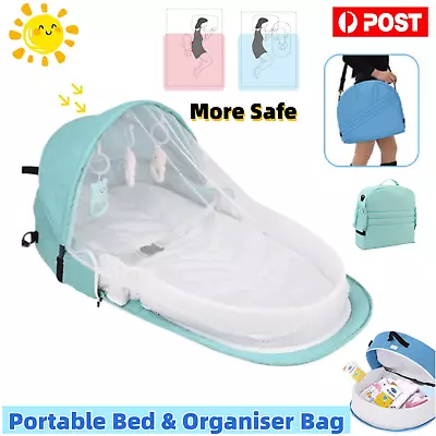 Portable Travel Baby Crib With Mosquito Net Folding Newborn Bed Infant Cradle AU • $55.19