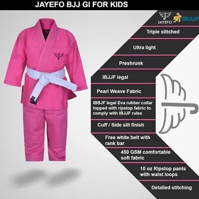 GI Kids K3. (size Aprox 12-13 Yers Old) BRAZILIAN JIU JITSU GI KIMONO  UFC PINK • $25