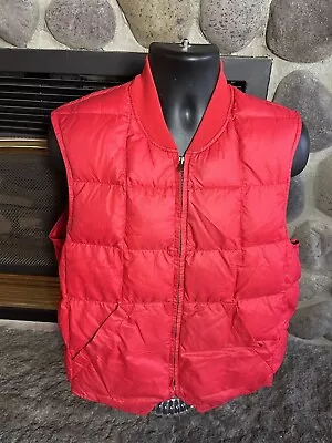 Vintage Eddie Bauer Quilted Zip Goose Down Puffer Vest Red Size 48 • $49