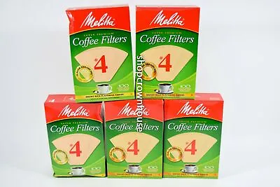 5 Melitta Super Premium Cone Coffee Filters #4 NATURAL BROWN 100ct = 500 Pcs • $25.95