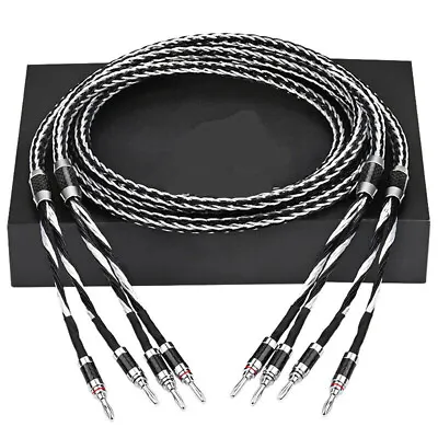 1Pair 8N OCC Pure Copper With Silver Plated Hi-End HiFi Audio Speaker Cable • $58.47