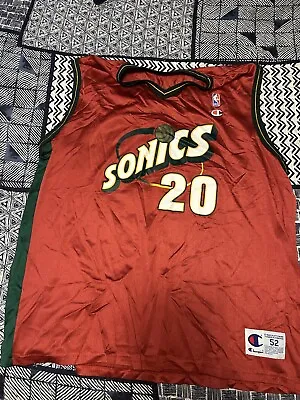 $1.25 • Buy Vtg 90s Seattle Supersonics NBA Basketball Jersey Sz 52 XXL Sonics Champion #20
