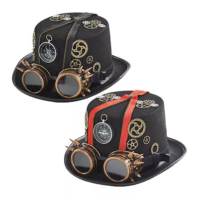 Steampunk Top Hat With Glasses Adult Stage Hat Performance For Club Punk Cosplay • $31.45
