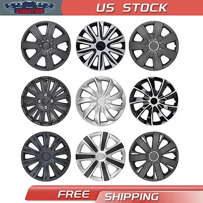 14  15  16  Set Of 4 Silver/Black Wheel Covers Snap On Hub Caps Tire&Steel Rim  • $47.99