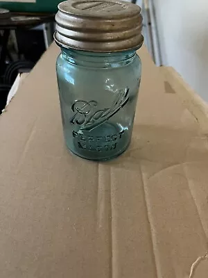 Vintage 1910-1923 BALL PERFECT MASON BLUE PINT Canning Jar-Mold #8 W/Zinc Lid • $25