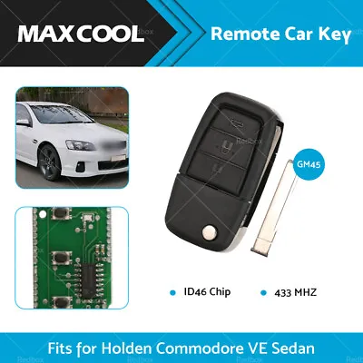 $39.99 • Buy 433 MHz Complete Flip Key & Remote Car Key ID46 Chip Fit For Holden Commodore VE