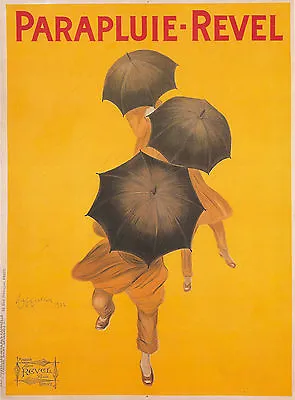 Print Art  Vintage Parapluie-revel Painting Yellow Poster Umbrella French 36  • $25.97