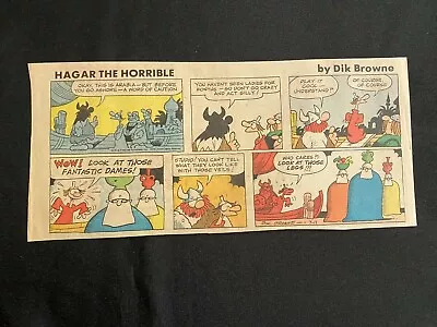 #06b HAGAR THE HORRIBLE By Dik Brown Lot Of 8 Sunday Third Page Strips 1976 • $7.99