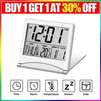 Desk Digital LCD Alarm Clock Day Date Display Time Calendar Temperature Snooze • £4.45