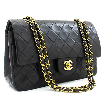 CHANEL Classic Double Flap 10  Chain Shoulder Bag Black Lambskin K87 • $6963