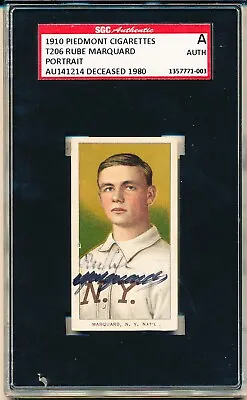 1909 T206 Rube Marquard Portrait Auto Signed Piedmont Back SGC • $1999